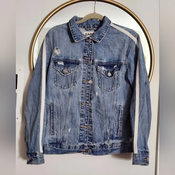 Boyfriend Denim Jacket Mid-Wash Large - Picture 1 of 6